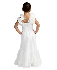 Mac Duggal Big Girls Chiffon Ruffle Shoulder Dress