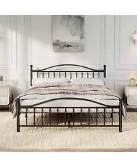 gaomon Metal Platform Bed Frame with Vintage Circular Headboard and Footboard, Heavy-Duty Iron Frame, No Box Spring Needed, Noise-Free Design