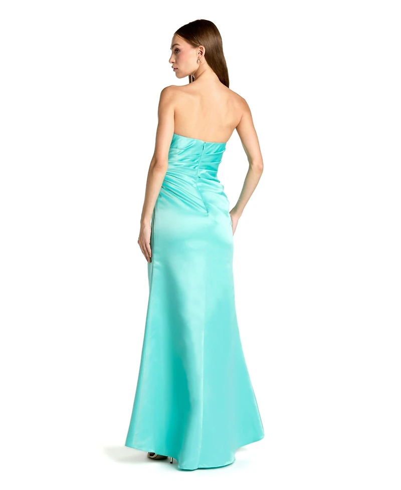 Mac Duggal Women's Strapless Gathered High Slit Gown