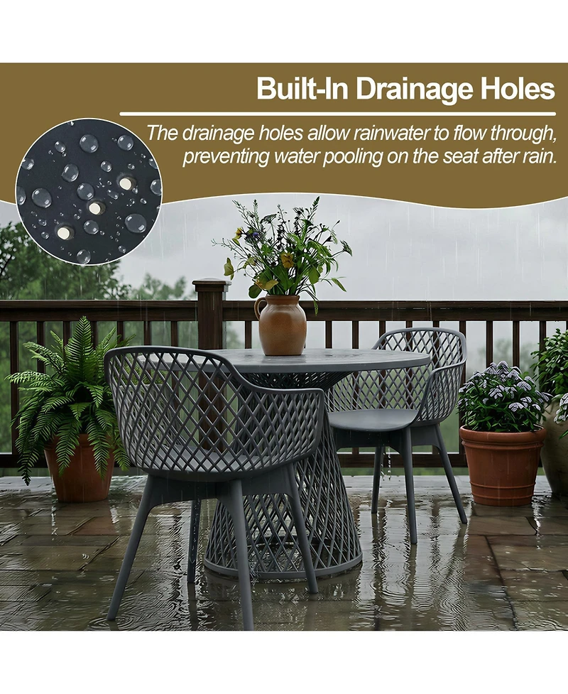 Aoodor Modern Dining Chairs Set of 2, Weather-Resistant Plastic Cafe with Ergonomic Back and Non-Slip Pad, Suitable for Patio, Restaurant