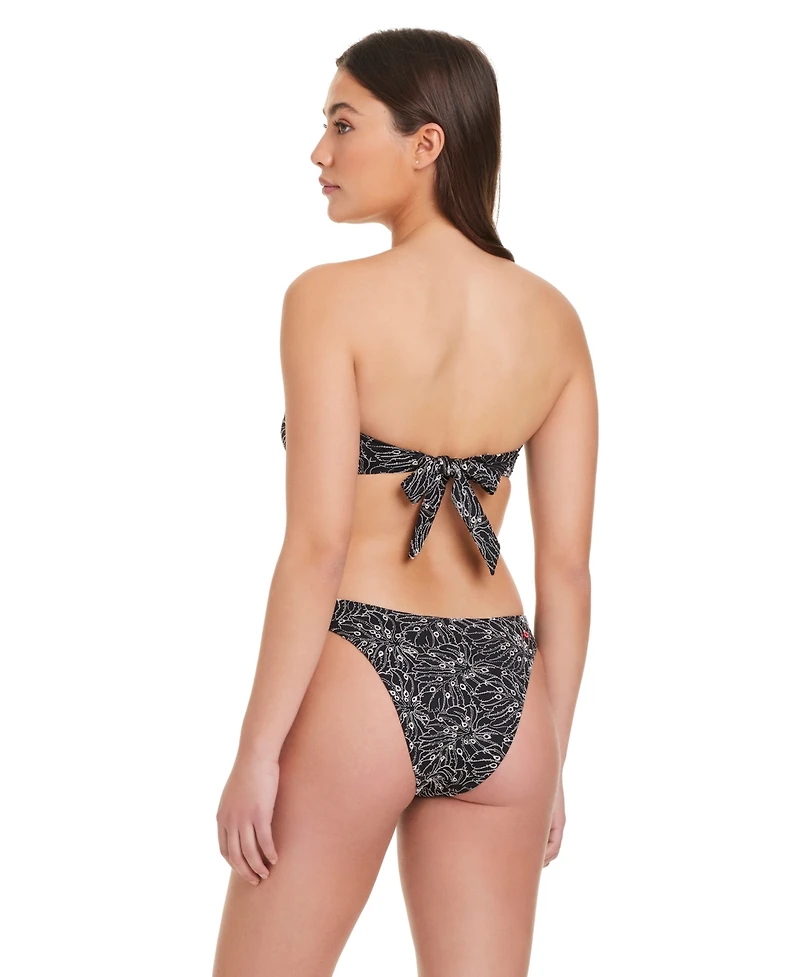 Red Carter Women's Bandeau Neck Embroidered Bikini Top
