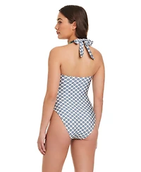 Red Carter Women's V-Neck Printed One-Piece Swimsuit