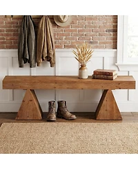 Tribesigns 63" Solid Wood Bench, Rustic Indoor End of Bed Bench