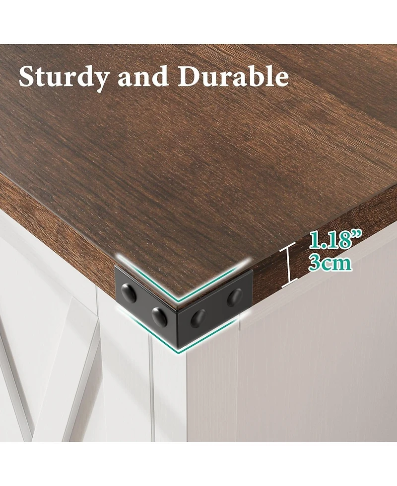 gaomon Small Storage Cabinet 2 Piece, Farmhouse Sideboard Buffet with 2 Doors & Adjustable Shelves, Entryway Console Cabinet for Living Room