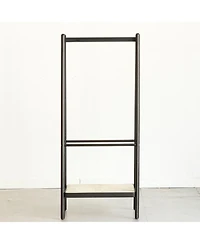 Rainsken Trapezoid Solid Oak Wood Clothes Rack, Standing Garment Racks with Shelves for Hanging Clothes