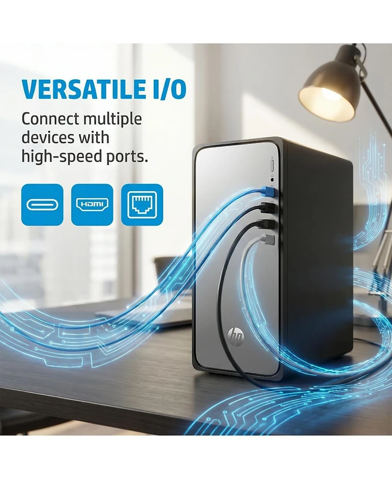 Hp OmniDesk Tower Desktop Intel Core i7 16GB Ram Intel Uhd Graphics 512GB Ssd Storage Windows 11 Pro - Black