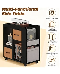 Yigii Rolling Storage Cart with 2 Fabric Drawers & 4 Shelves for Books, Magazines, Records