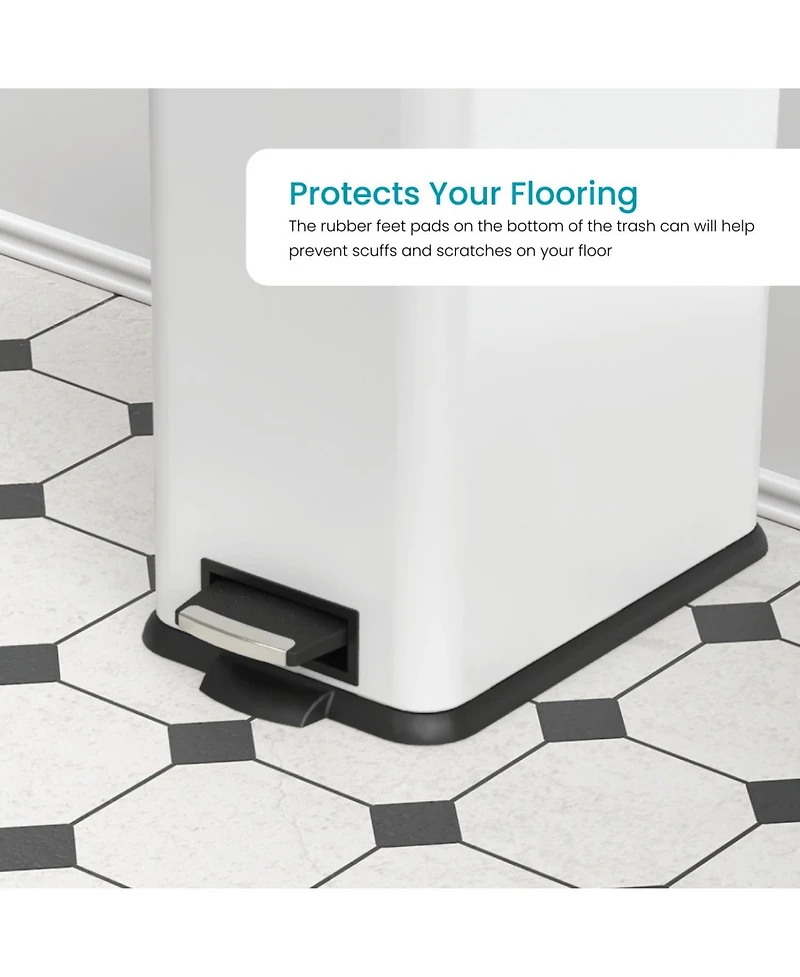 Home Zone Living 8 Gallon Slim Stainless Steel Kitchen Trash Can with Step Pedal and Soft Close Lid