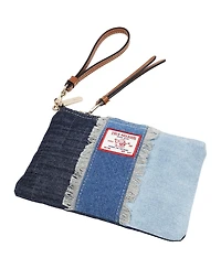 True Religion Frayed Panel Denim Pouch Wristlet