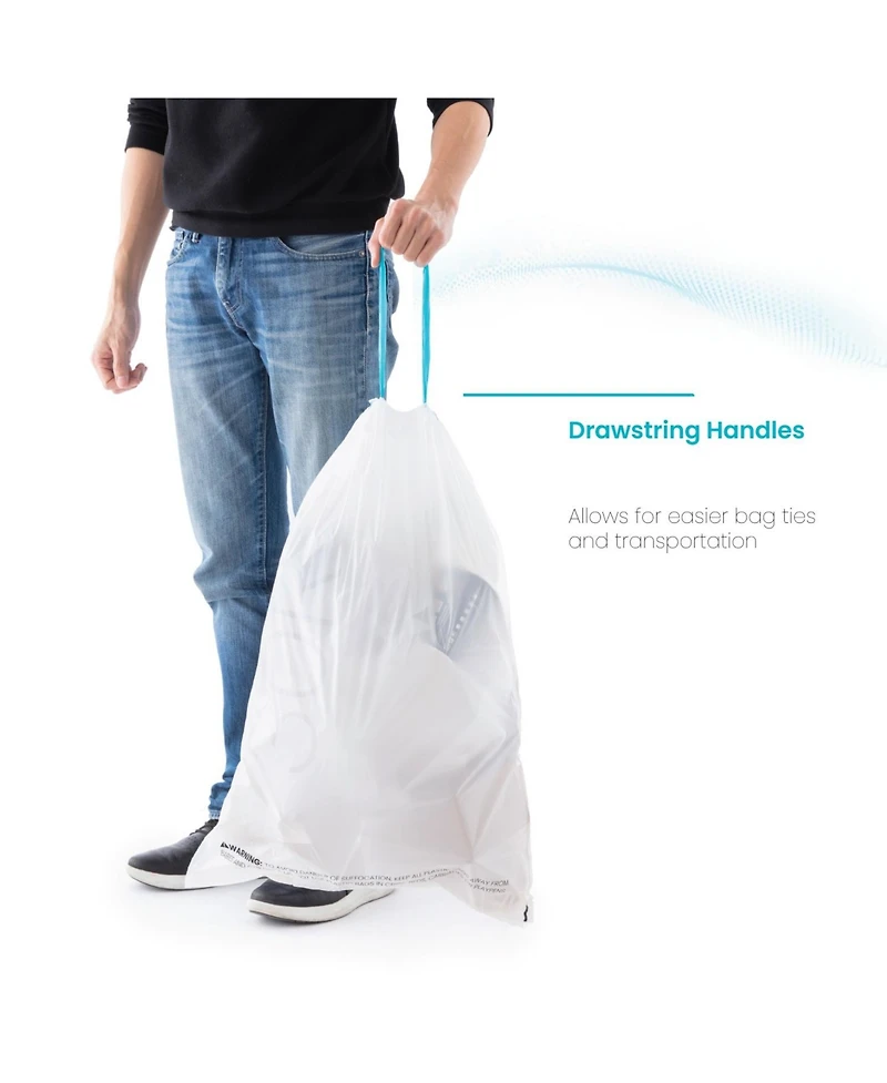 Home Zone Living Code 30R Drawstring Kitchen Trash Bags Custom Fit for 8 Gallon Recycling Bins, 60-Count