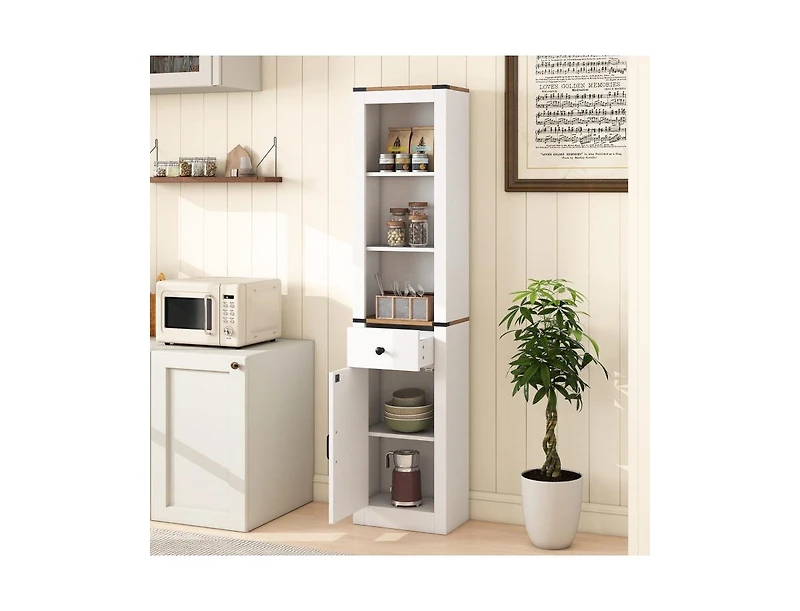 Slickblue 68 Inch Tall Bathroom Cabinet with Barn Door and Drawer