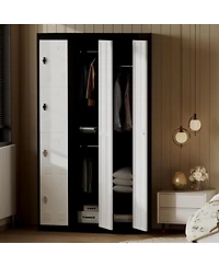 gaomon 71" Metal Locker Cabinet with Hanging Rod and Shelves, Heavy Duty Steel Storage for Office or Gym