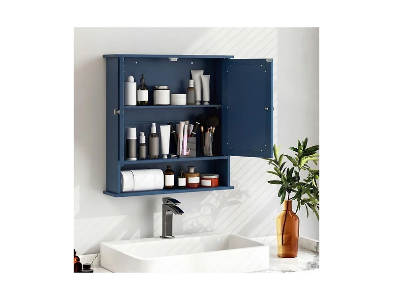 Slickblue Wall Mounted Mirror Cabinet with Storage Shelf and Doors