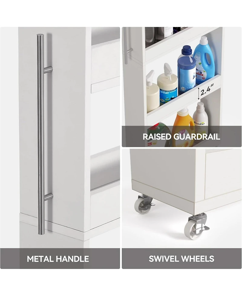 Tribesigns 5-Tier Tall Narrow Storage Cart on Wheels, 63 '' Mobile Shelf Organizer, Rolling Utility Cart for Kitchen, Dining Room, Small Spaces