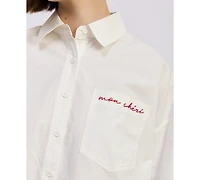 En Saison Women's Long-Sleeve Oversized Collared Shirt