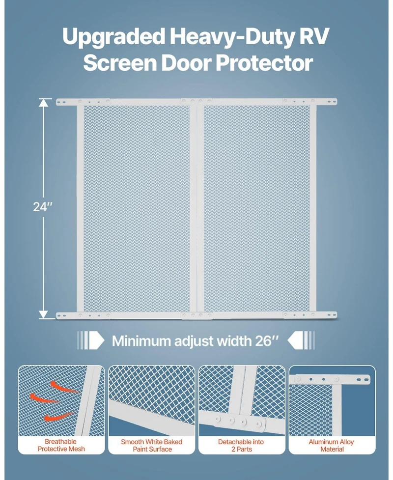Cozito 24" x 26" Rv Screen Door Protector with Reinforced Mesh