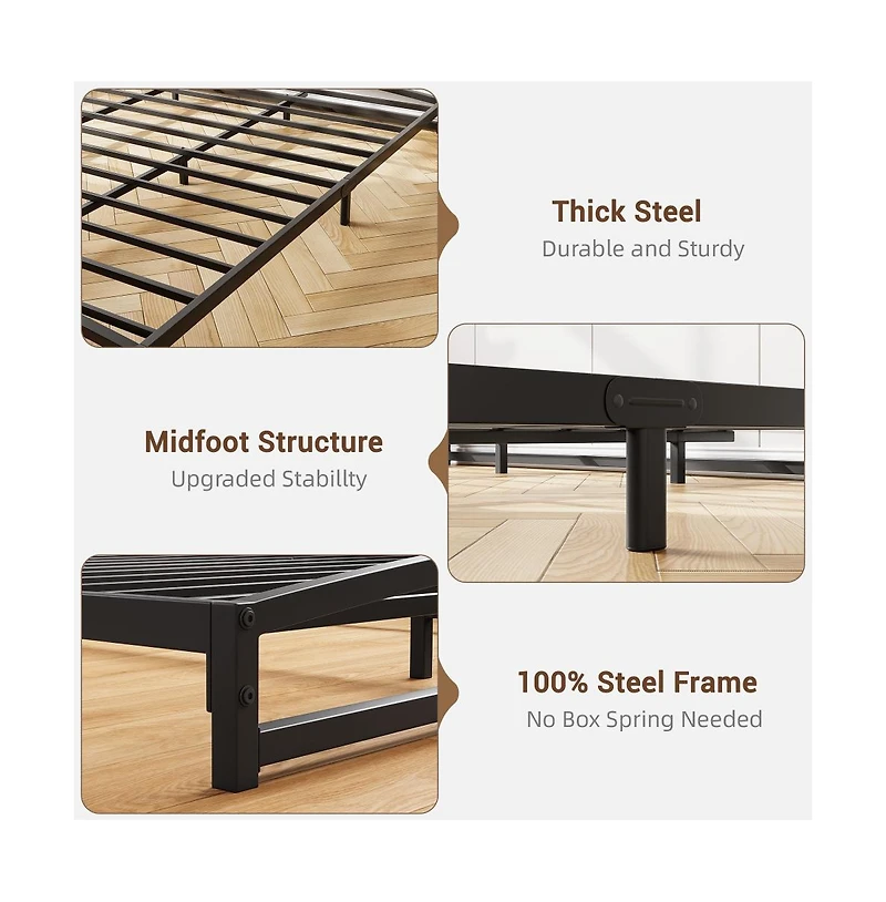 gaomon King 6in Metal Platform Bed Frame Steel Slat Support No Box Spring
