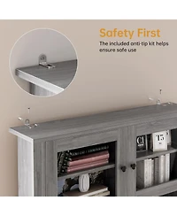 gaomon Kitchen Pantry Cabinet with Microwave Stand and Coffee Bar 4 Doors