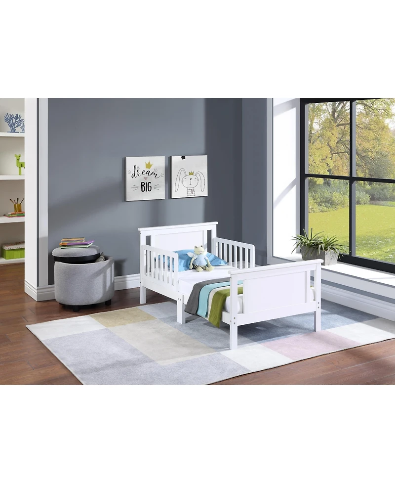 flynama Reversible Panel Toddler Bed with Dual Tone Finish and Solid Wood Construction for Kids Bedroom