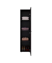 Fm Furniture Saily Storage Cabinet with 4 Shelves and Mirror on Door, Modern Design