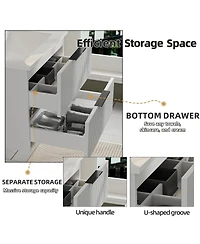Sillysis 36 Wall Mounted Bathroom Vanity with Ceramic Sink, Fluted Mdf Cabinet & Drawers for Modern Bathrooms