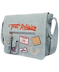 True Religion Multi Patch Denim Messenger Bag