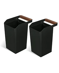 Home Zone Living 2-Pack 2 Gallon Small Square Trash Cans with Open Top and Handle