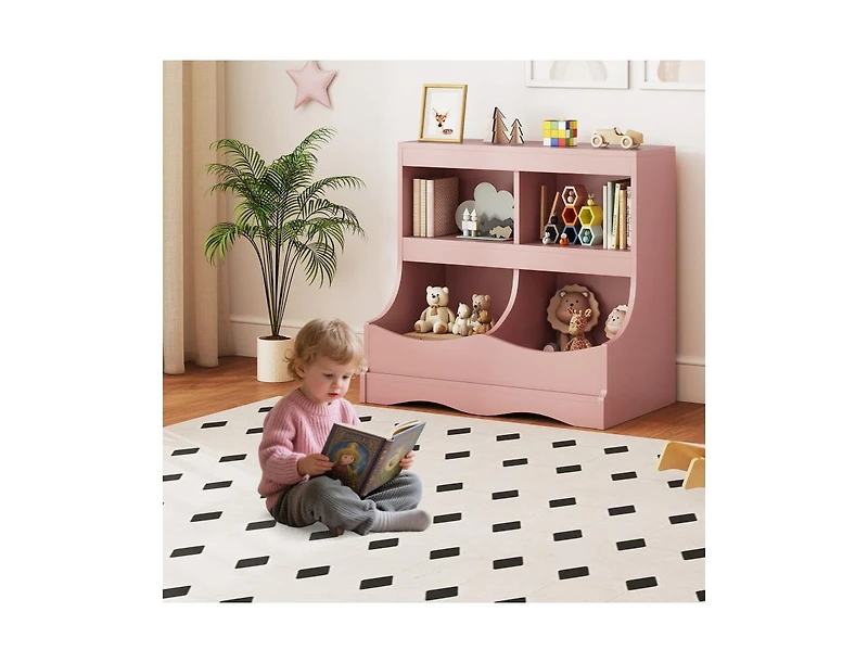 Slickblue 4-Cubby Kids Toy Storage Organizer and Bookcase