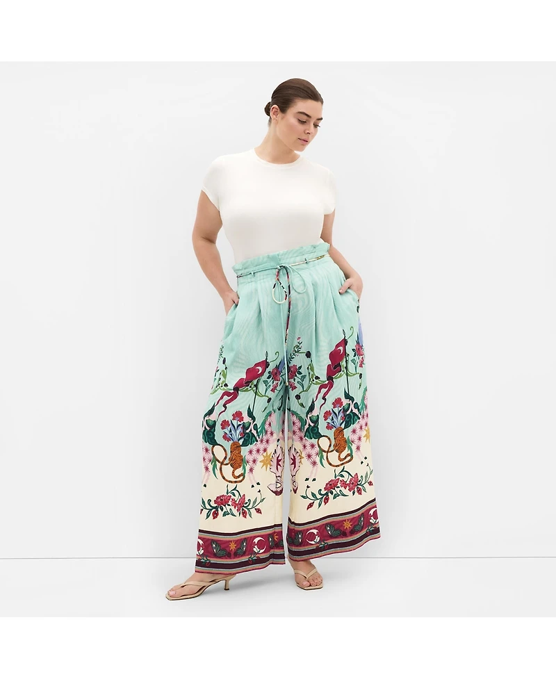 City Chic Women's Athena Dreamscape Print Wide Leg Pant