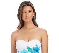 Bleu by Rod Beattie Women's Riviera Retreat Shirred Bandeau Neck One-Piece Swimsuit