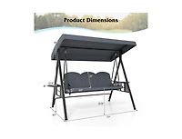 Slickblue 3 Seat Patio Swing with Adjustable Canopy and Trays