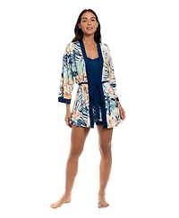 Linea Donatella Women's Printed Wrapper, Camisole and Shorts, 3-Piece Set