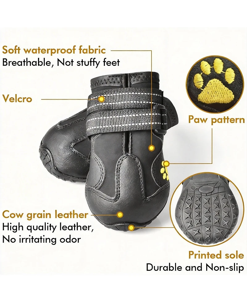 Dog Boots with Reflective Strips and Anti-slip Sole for Large Dogs