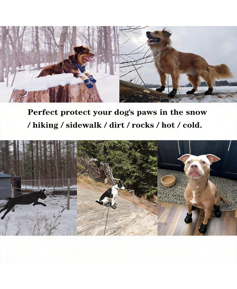 Dog Boots with Reflective Straps for Large Dogs - Waterproof, Anti-Slip, and Comfortable