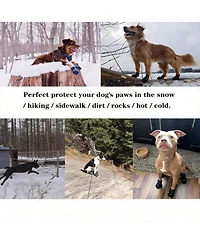 Dog Boots with Reflective Straps for Large Dogs - Waterproof, Anti-Slip, and Comfortable