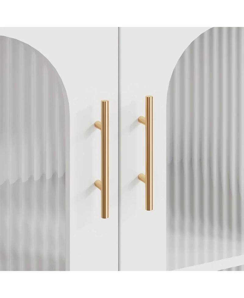 gaomon 2PCS Whhite Storage Cabinet with Glass Door,Open Shelves,Sideboard Buffet Cabinet,2-Tier Floor Storage Cabinet for Living Room,Bathroom,Kitchen