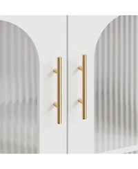 gaomon 2PCS Whhite Storage Cabinet with Glass Door,Open Shelves,Sideboard Buffet Cabinet,2-Tier Floor Storage Cabinet for Living Room,Bathroom,Kitchen