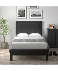 Gymax Size Bed Frame Platform Slat High Headboard Bedroom Rubber Wood Leg