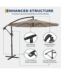 gaomon 10ft Cantilever Hanging Patio Umbrella with Crank & Cross Base