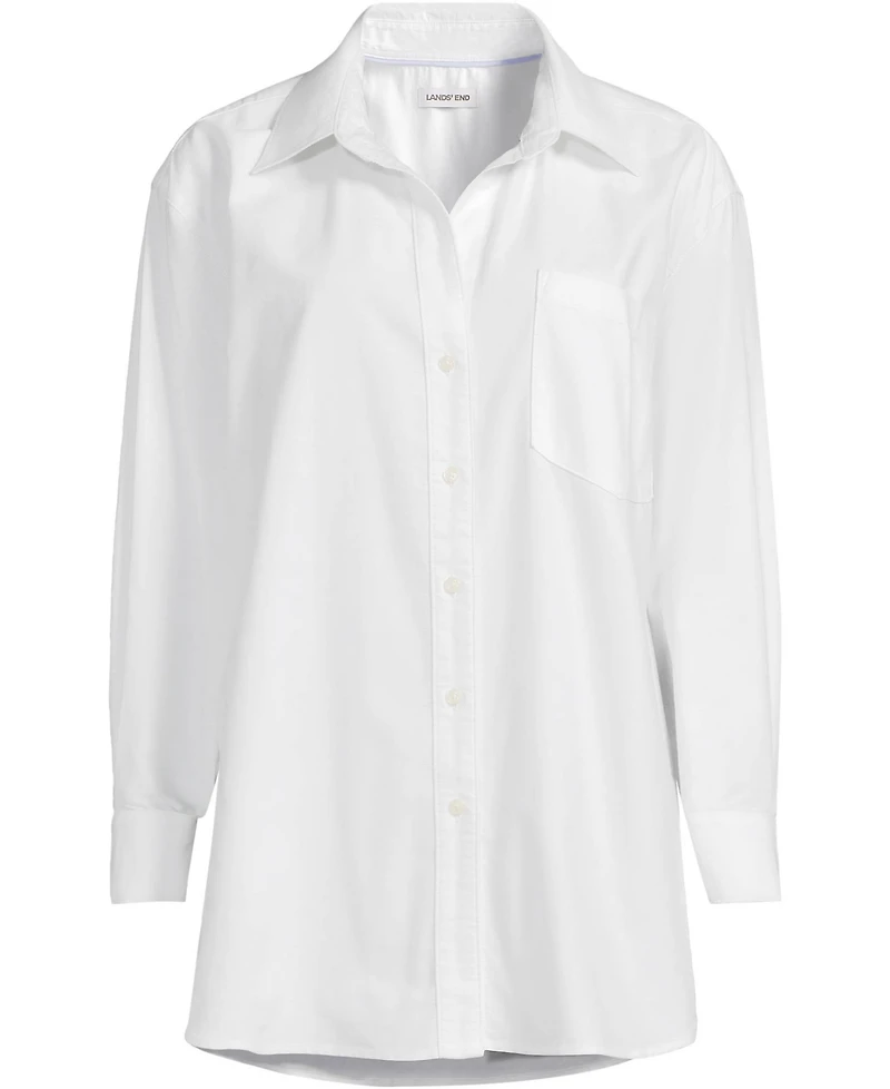 Lands' End Women's Oversized Oxford Button Front Shirt