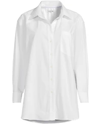 Lands' End Women's Oversized Oxford Button Front Shirt