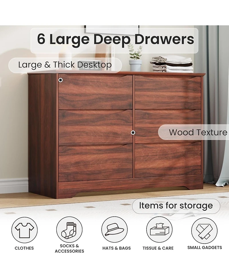 gaomon Wooden Dresser with Drawers, Tall Modern Closet with Deep Storage, Large Chest of Drawers with Wide Top