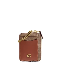 Coach Canvas Signature Essential Zipper Chain Card Case