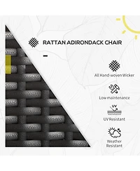 Outsunny Pe Rat Adirondack Lounge Patio Fire Pit Chair,