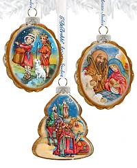 Designocracy Nativity Mercury Holiday Ornaments, Set of 3