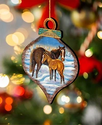 Designocracy 2 Piece Horses Scenery Wood Ornament Set