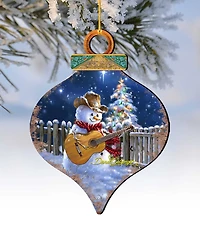 Designocracy by Dona Gelsinger Guitar Player Snowman Ornament, Set of 2