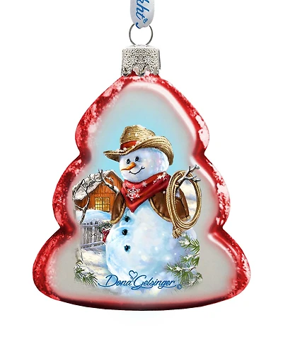 Designocracy Cowboy Snowman Mercury Holiday Ornament