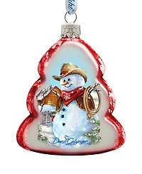 Designocracy Cowboy Snowman Mercury Holiday Ornament