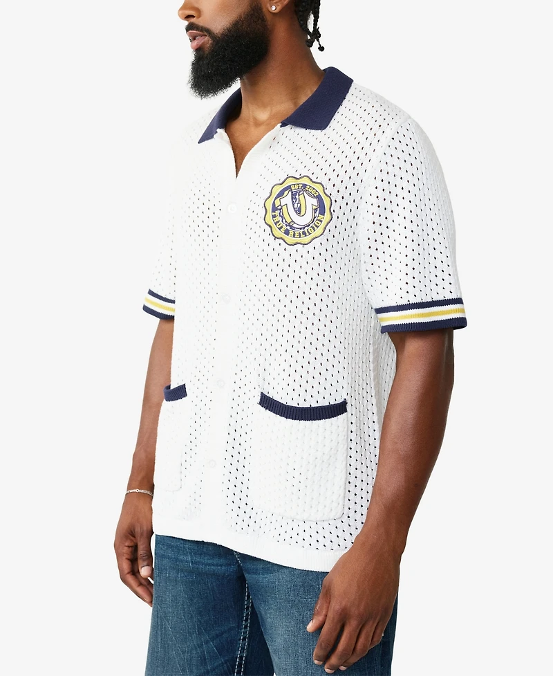 True Religion Men's Short-Sleeve Crest Knit Shirt